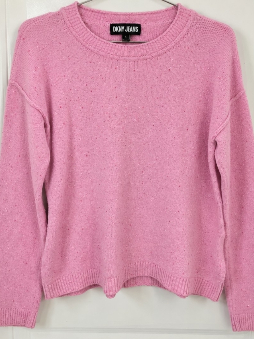 DKNY Jeans Women's Small Pink Speckled Crewneck Sweater